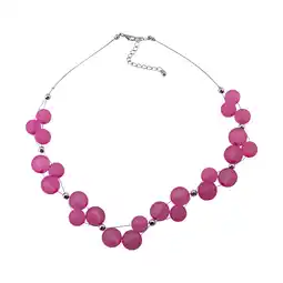 Netto Marken-Discount Steuer Modeschmuck Collierkette Rhodiumfarbenes Drahtcollier mit pinkfarbenen Zierperlen Angebot