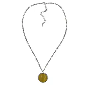 Netto Marken-Discount Steuer Modeschmuck Kette silberfarbene Kette, Anhänger gelber Katzenaugenstein Angebot
