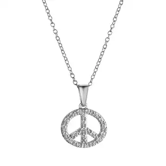 Netto Marken-Discount Celesta Silber Halskette Boho Peace mit Kette 42+3cm 925 Silber Zirkonia weiss Angebot