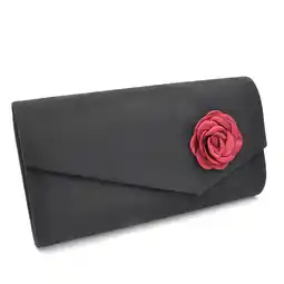 Netto Marken-Discount Steuer Modeschmuck Abendtasche Satin-Optik schwarz mit roter Blüte Angebot