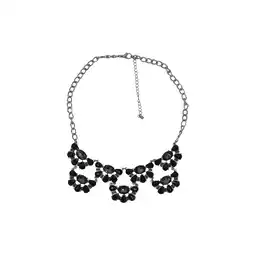 Netto Marken-Discount Steuer Modeschmuck Collierkette Collier in Blütenoptik mit schwarzen Strasssteinen Angebot
