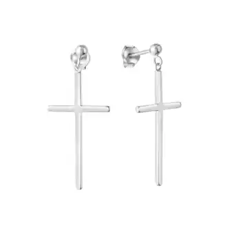 Netto Marken-Discount Zeeme Silber Ohrringe Silber 925 rhodiniert mit Kreuz-Motiv 35mm lang Angebot