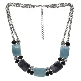 Netto Marken-Discount Steuer Modeschmuck Collierkette silberfarben doppelreihig, Zierelemente blau schwarz silber Angebot