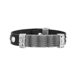 Netto Marken-Discount Seven-24 Armband Edelstahl mit schwarzem Leder Angebot