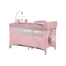 Netto Marken-Discount Kikkaboo Reisebett Nighty Night, 2 Ebenen, Spielbogen, 2 Räder, Wickelauflage rosa Angebot