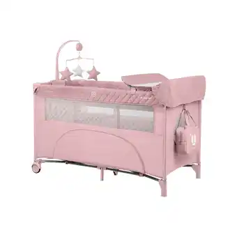 Netto Marken-Discount Kikkaboo Reisebett Nighty Night, 2 Ebenen, Spielbogen, 2 Räder, Wickelauflage rosa Angebot