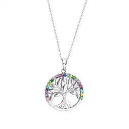 Netto Marken-Discount Zeeme Silber Halskette Silber 925 rhodiniert mit Lebensbaum-Motiv und Zirkonia-Steinen Angebot