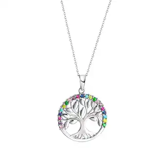 Netto Marken-Discount Zeeme Silber Halskette Silber 925 rhodiniert mit Lebensbaum-Motiv und Zirkonia-Steinen Angebot