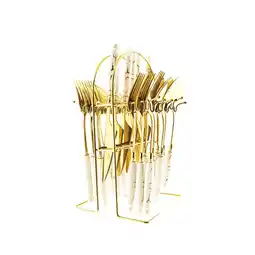 Netto Marken-Discount 24-Teilig Besteckset mit Ständer 18/10 Edelstahl Gabel Messer Löffel E Angebot