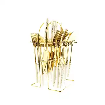 Netto Marken-Discount 24-Teilig Besteckset mit Ständer 18/10 Edelstahl Gabel Messer Löffel E Angebot