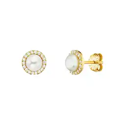 Netto Marken-Discount Julie Julsen Ohrstecker 925/- Sterling Silber vergoldet Perle und Zirkonia Angebot