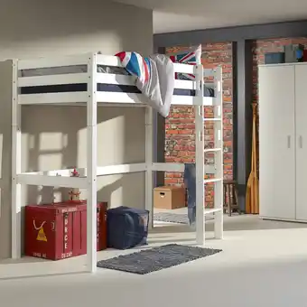 Netto Marken-Discount Relita - Hochbett TOLI Liegefläche 90 x 200 cm, Buche massiv weiß lackiert Angebot
