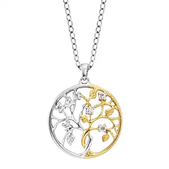 Netto Marken-Discount Julie Julsen Anhänger mit Kette 925 Silber rhodiniert teils vergoldet Liebesbaum Zirkonia Angebot