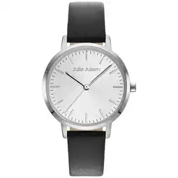 Netto Marken-Discount Julie Julsen Damenuhr Edelstahl silberfarben Lederband schwarz Basic Line Angebot