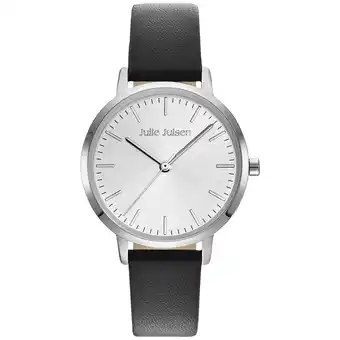 Netto Marken-Discount Julie Julsen Damenuhr Edelstahl silberfarben Lederband schwarz Basic Line Angebot