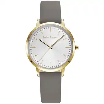 Netto Marken-Discount Julie Julsen Damenuhr Edelstahl goldfarben Lederband taupe Basic Line Angebot