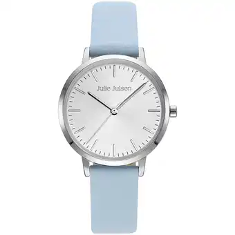 Netto Marken-Discount Julie Julsen Damenuhr Edelstahl silberfarben Lederband hellblau Basic Line Angebot