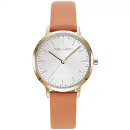 Netto Marken-Discount Julie Julsen Damenuhr Edelstahl roséfarben Lederband orange Basic Line Angebot