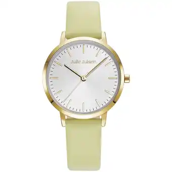 Netto Marken-Discount Julie Julsen Damenuhr Edelstahl vergoldet Lederband gelb Basic Line Angebot
