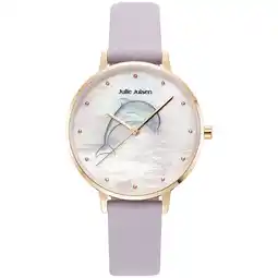 Netto Marken-Discount Julie Julsen Damenuhr Edelstahl roséfarben Lederband lila Delfin Angebot