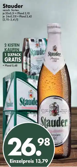 Trink und Spare Stauder 2 Kisten Kaufen 1 Sixpack Gratis + Pfand 0.48 Angebot