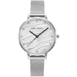 Netto Marken-Discount Julie Julsen Damenuhr Edelstahl silberfarben Ziffernblatt silber Wellendesign Angebot