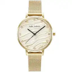 Netto Marken-Discount Julie Julsen Damenuhr Edelstahl goldfarben Ziffernblatt champagner Wellendesign Angebot