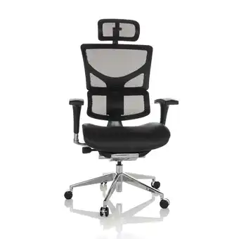 Netto Marken-Discount hjh OFFICE High End Bürostuhl ERGO-U2 LM Leder/Netzstoff mit Armlehnen (höhenverstellbar) Angebot