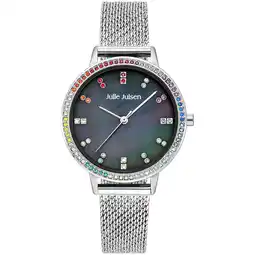Netto Marken-Discount Julie Julsen Damenuhr Edelstahl silberfarben Rainbow silver black Angebot