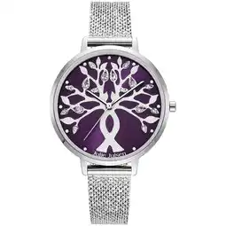 Netto Marken-Discount Julie Julsen Damenuhr Edelstahl silberfarben Tree of Love silver purple Angebot