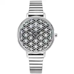 Netto Marken-Discount Julie Julsen Damenuhr Edelstahl silberfarben Flower of Life silver pearl Angebot