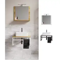 Netto Marken-Discount VCM 3-tlg. Waschplatz Waschtisch Badmöbel Set Waschbecken Holz Metall Industrial Style Bitila 60 V2 Angebot