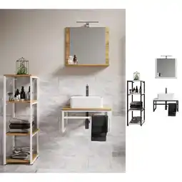 Netto Marken-Discount VCM 4-tlg. Waschplatz Waschtisch Badmöbel Set Waschbecken Holz Metall Industrial Style Bitila 60 V2 Angebot