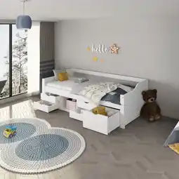 Netto Marken-Discount HOME DELUXE Kinderbett COSMOS mit Schubladen und Matratze – 90 x 200 cm Weiß Angebot