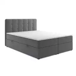 Netto Marken-Discount M-Punkt Boxspringbett Prag inkl. VISCO Topper (180 x 200 cm) mit Bettkasten Chesterfield - Grau Angebot