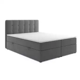 Netto Marken-Discount M-Punkt Boxspringbett Prag inkl. VISCO Topper (180 x 200 cm) mit Bettkasten Chesterfield - Grau Angebot