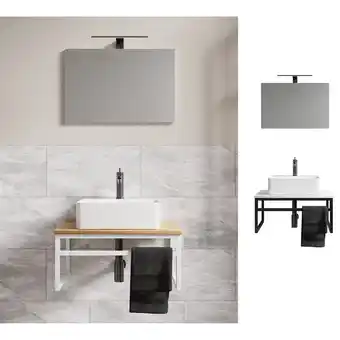 Netto Marken-Discount VCM 3-tlg. Waschplatz Waschtisch Badmöbel Set Waschbecken Holz Metall Industrial Style Bitila 60 V1 Angebot