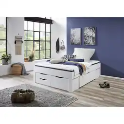 Netto Marken-Discount Stauraumbett Noah 140 x 200 cm, ohne Lattenrost mit 5 Bettschubladen, Ausf. Weiß Dekor Angebot