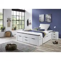 Netto Marken-Discount Stauraumbett Noah 180 x 200 cm, ohne Lattenrost mit 6 Bettschubladen, Ausf. Weiß Dekor Angebot