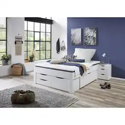 Netto Marken-Discount Stauraumbett Noah 140 x 200 cm, mit Rolllattenrost mit 5 Bettschubladen, Ausf. Weiß Dekor Angebot