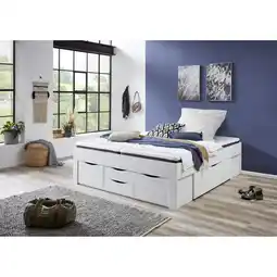 Netto Marken-Discount Stauraumbett Noah 180 x 200 cm, mit Rolllattenrost mit 6 Bettschubladen, Ausf. Weiß Dekor Angebot