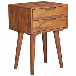 Netto Marken-Discount KADIMA DESIGN Massivholz Nachtkästchen im Landhaus-Stil, Sheesham, 47x66x36 cm, 2 Schubladen Angebot