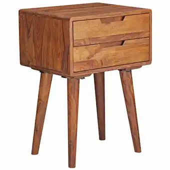 Netto Marken-Discount KADIMA DESIGN Massivholz Nachtkästchen im Landhaus-Stil, Sheesham, 47x66x36 cm, 2 Schubladen Angebot
