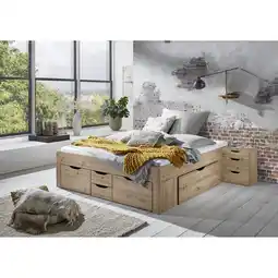 Netto Marken-Discount Stauraumbett Noah 180 x 200 cm, ohne Lattenrost mit 6 Bettschubladen, Ausf. Eiche Artisan Dekor Angebot