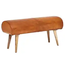 Netto Marken-Discount KADIMA DESIGN Sitzbank aus Holz und Echtleder, Moderne stilvolle Sitzgelegenheit für 2 Personen Angebot