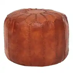 Netto Marken-Discount KADIMA DESIGN Orientalischer Echtleder Sitzhocker, Strapazierfähig & Gemütlich, Braun Angebot