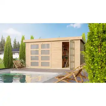 Netto Marken-Discount Karibu Gartenhaus Maluna 1 naturbelassen inkl. Fußboden & Dacheindeckung Gerätehaus Gartenlaube Angebot