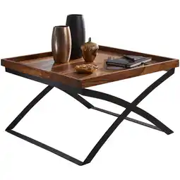 Netto Marken-Discount KADIMA DESIGN Quadratischer Couchtisch im Industrial-Stil, Sheesham & Eisen, 63x39x63 cm Angebot