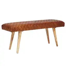 Netto Marken-Discount KADIMA DESIGN Springbock-Lederbank, Elegante Sitzbank aus Massivholz und hochwertigem Echtleder Angebot