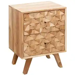 Netto Marken-Discount KADIMA DESIGN Handgefertigtes Nachtkästchen aus Massivholz, moderner Landhaus-Stil, 2 Schubladen Angebot
